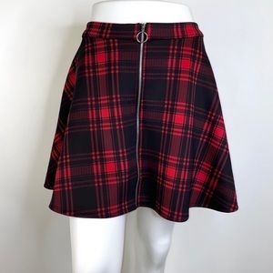 Hot Topic Black & Red Plaid Goth Skirt